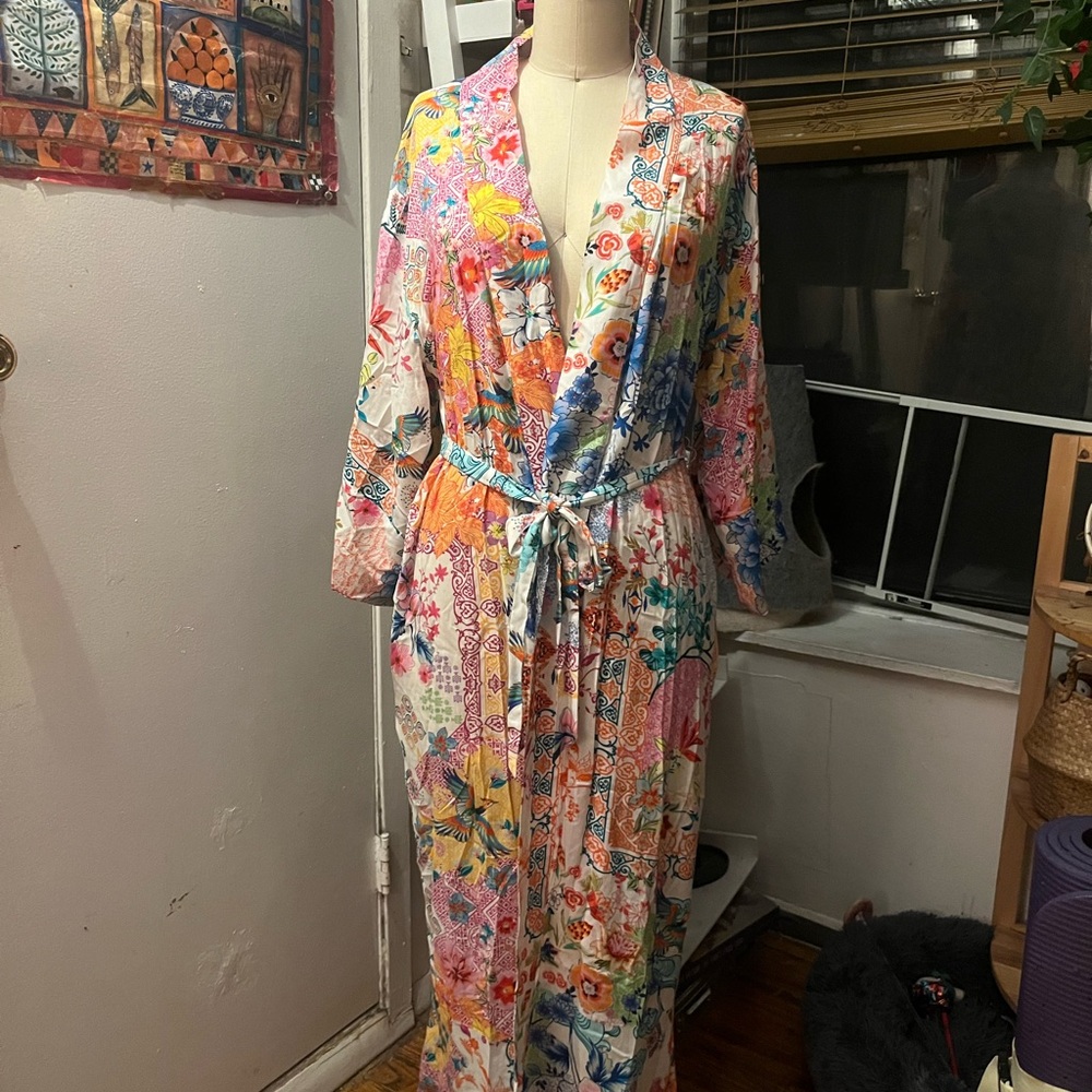 Johnny Was Multicolor Floral Kimono